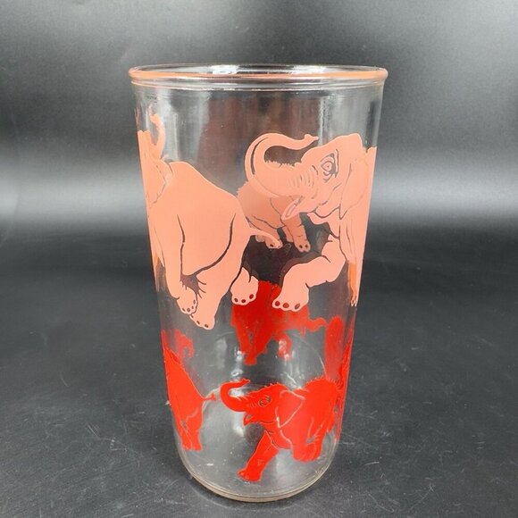 Vintage Glass Tumbler Barware Glasses Set Dancing Elephants Different Patterns - Picture 2 of 11